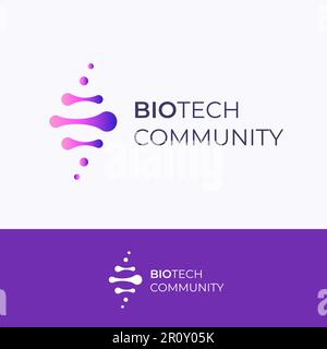 DNA Spiral Biotech Community Abstract Vector Sign, Symbol, Logo Template. Tecnologia moderna, Medicina e Biotecnologia emblema di gradiente con Illustrazione Vettoriale