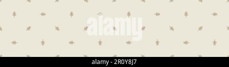 Motivo vettoriale stravagante a balestra con motivo a taglio di lino. Decorazione senza cuciture di un design a foglie per lo sfondo di scandi. Illustrazione Vettoriale