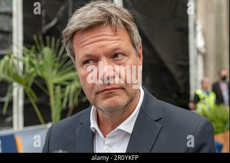 Kiel, Deutschland, 2023 Porträt des Bundes Wirtschaftsministerers Dr. Robert Habeck in Kiel bei einer Veranstaltung Foto Stock