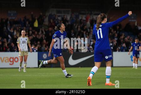 Lauren James di Chelsea festeggia il quinto goal della partita durante la partita della Super League femminile di Barclays a Kingsmeadow, Kingston upon Thames. Data immagine: Mercoledì 10 maggio 2023. Foto Stock