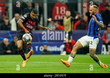 Milano, Italia. 13th Jan, 2019. Junior Messia di AC Milan durante la semifinale di UEFA Champions League tra AC Milan e FC Internazionale allo Stadio Giuseppe Meazza, Milano, Italia, il 10 maggio 2023. Credit: Giuseppe Maffia/Alamy Live News Foto Stock