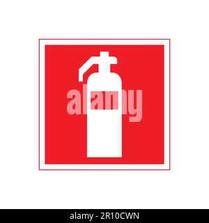 estintore con fiamme simbolo simbolo simbolo simbolo simbolo simbolo simbolo quadrato rosso semplice isolato su sfondo bianco Illustrazione Vettoriale