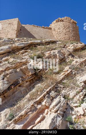 Castello di Shobak, costruito durante le Crociate, Giordania Foto Stock
