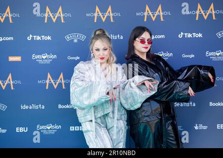 Il Liverpool 2023 Turquoise Carpet . Gli artisti del Concorso di canzoni Eurovision 2023 che hanno partecipato all'evento Turquoise Carpet presso St.George's Hall di Liverpool Foto Stock