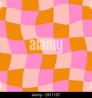 Groovy Checkerboard senza cuciture Pattern. Psichedelico Abstract sfondo in 1970s retro Style per la stampa su carta da imballaggio tessile, Web Design Illustrazione Vettoriale