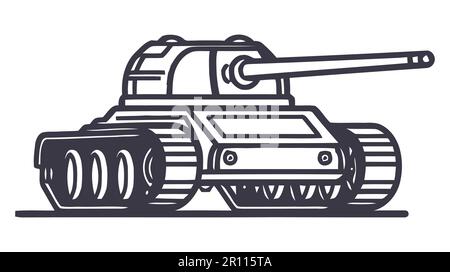 Modello con logo silhouette Tank. Illustrazione vettoriale isolata su sfondo bianco Illustrazione Vettoriale