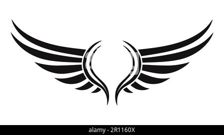 Angel Wings, collezione di ali di uccello cartoon disegnati a mano vettoriale illustrazione. Logo, icona Illustrazione Vettoriale