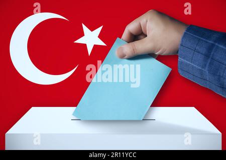 Voto a favore dell'illustrazione delle elezioni nella Repubblica di Turkiye Foto Stock