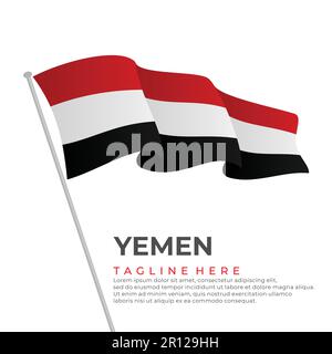 Modello vettore bandiera Yemen design moderno. Illustrazione vettoriale Illustrazione Vettoriale