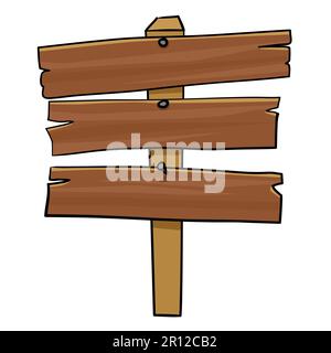 Illustrazione cartoon del cartello in legno Illustrazione Vettoriale