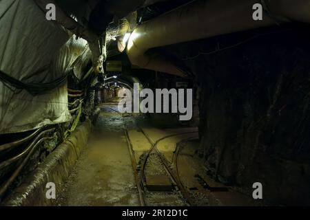 Galleria delle miniere, sito minerario di Rammelsberg, Goslar, Harz, bassa Sassonia, Germania Foto Stock