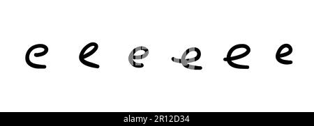 Simbolo della lettera dell'alfabeto latino e inglese nero simile a quello di un bambino. Illustrazione vettoriale in stile fumetto disegnata a mano isolato su sfondo bianco. Illustrazione Vettoriale