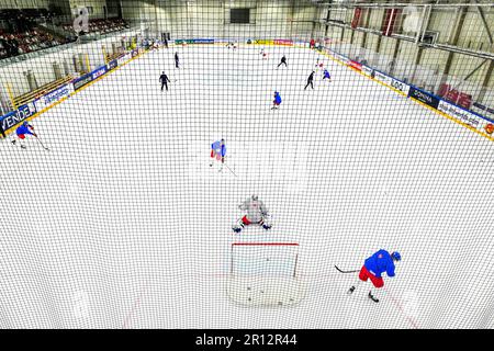 Riga, Lettonia. 11th maggio, 2023. Formazione nazionale di hockey nella Daugava Arena, 11 maggio 2023, riga. Credit: David Tanecek/CTK Photo/Alamy Live News Foto Stock