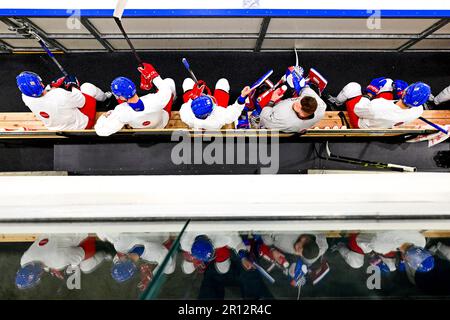 Riga, Lettonia. 11th maggio, 2023. Formazione nazionale di hockey nella Daugava Arena, 11 maggio 2023, riga. Credit: David Tanecek/CTK Photo/Alamy Live News Foto Stock