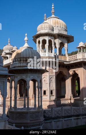 Monumenti a Gaitor Ki Chhatriyan, Jaipur, Rajasthan, India Foto Stock