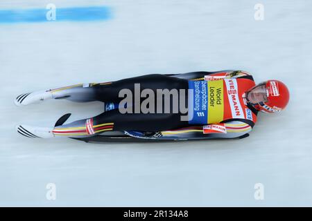 Tatjana Hüfner beim Rodel Welt Cup in Igels 28.11.2009. Foto Stock