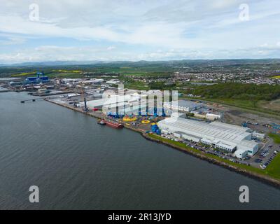 Vista aerea del porto di Rosyth e del porto di Fife, Scozia, Regno Unito Foto Stock