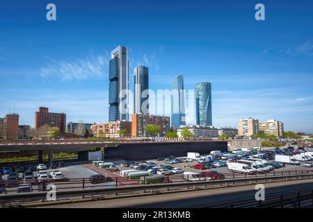 Cuatro Torres Business Area grattacieli moderni - Madrid, Spagna Foto Stock