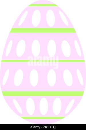 Design base, festivo, familiare con uovo di Pasqua con motivo a tema rosa pastello e verde su sfondo bianco. Foto Stock