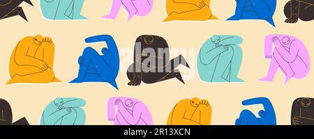 Immagini stilizzate sullo sfondo delle persone senza cuciture Illustrazione Vettoriale