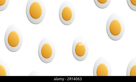 uovo bollito su sfondo bianco, illustrazione vettoriale, pattern. uovo con tuorlo giallo. colazione deliziosa. illustrazione perfetta. arredamento elegante e veloce Illustrazione Vettoriale