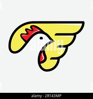 Pollo fast food logo icona vettore Illustrazione Vettoriale