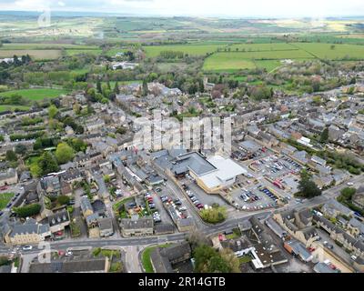 Chipping Norton Town Oxfordshire UK punto di vista ad angolo alto drone vista aerea Foto Stock