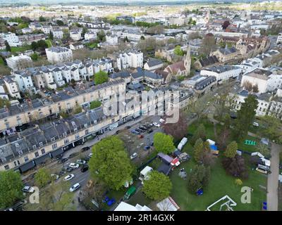 Montpellier zona di Cheltenham Gloucestershire UK drone vista aerea Foto Stock