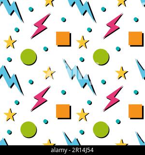 Vettore geometrico astratto senza giunture 90s o 80s Illustrazione Vettoriale
