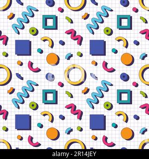 Vettore geometrico astratto senza giunture 90s o 80s Illustrazione Vettoriale