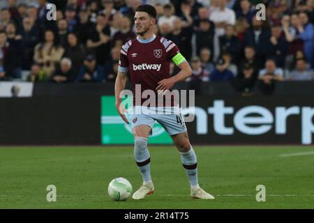 Il riso Declan di West Ham United durante l'Europa Conference League semi Final 1st tappa tra West Ham United e AZ Alkmaar al London Stadium di Stratford giovedì 11th maggio 2023. (Foto: Michael driver | NOTIZIE MI) Credit: NOTIZIE MI & Sport /Alamy Live News Foto Stock