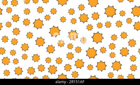 Senza fine senza cuciture modello di giallo pericoloso contagioso coronavirus respiratorio mortale pandemia, virus Covid-19 microbi causando polmonite Illustrazione Vettoriale