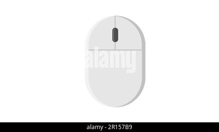 Illustrazione vettoriale di un mouse digitale wireless a icona piatta con pulsanti e rotellina su sfondo bianco. Concetto: Tecnologia digitale del calcolatore Illustrazione Vettoriale