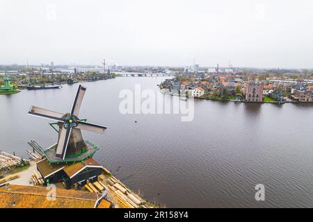 Vista panoramica su Zaanse Schans, Paesi Bassi. Foto di alta qualità Foto Stock