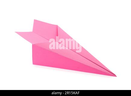 Piano di carta rosa fatto a mano isolato su bianco Foto Stock