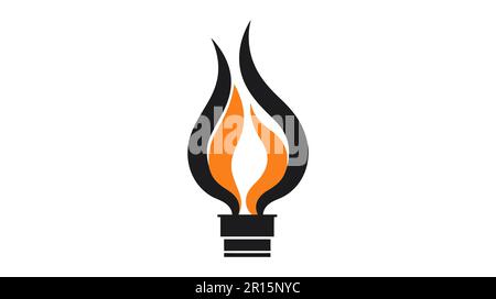 Illustrazione vettoriale dell'icona torcia isolata su sfondo bianco. Fuoco. Simbolo dei giochi olimpici. Figura fiammeggiante. Illustrazione Vettoriale