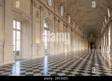 Dettaglio della Galleria di Diana a Venaria, Italia. Luxury Palazzo reale interno Foto Stock