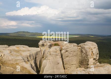 Rovine del castello di Regenstein nei monti Blankenburg Harz Foto Stock