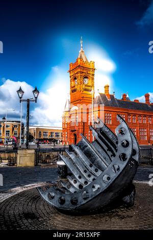 CARDIFF/WALES - 23 2014 MARZO - Vista dell'edificio Pierhead di Cardiff il 23 marzo 2014 Foto Stock