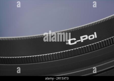 Filtro polarizzatore, lente, lente, filtro UV, filtro polarizzatore, dettaglio, filtro protettivo, filtro obiettivo, dslr, fotografia, Macro C-Pol digitale Foto Stock