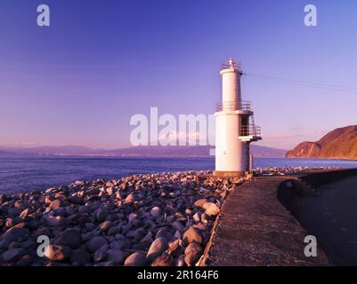 Sunset Beach, faro di Cape Toda e Monte Fuji Foto Stock