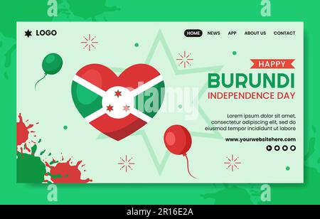 Burundi Independence Day Social Media Landing Page Flat Cartoon modello disegnato a mano Illustrazione Illustrazione Vettoriale