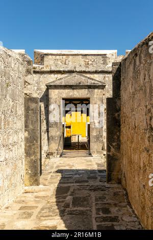 Architettura militare coloniale spagnola, Fort San Jose el Alto, Campeche, Stato di Campeche, Messico Foto Stock