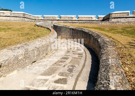 Architettura militare coloniale spagnola, Fort San Jose el Alto, Campeche, Stato di Campeche, Messico Foto Stock