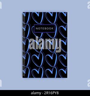 heart notebook cover design notebook diario cover design con heart on cover minimalista spirale per notebook cover Foto Stock