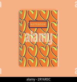 heart notebook cover design notebook diario cover design con heart on cover minimalista spirale per notebook cover Foto Stock