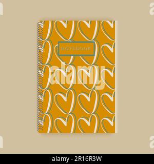 heart notebook cover design notebook diario cover design con heart on cover minimalista spirale per notebook cover Foto Stock