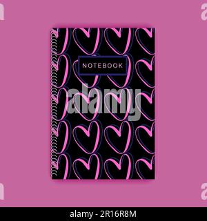 heart notebook cover design notebook diario cover design con heart on cover minimalista spirale per notebook cover Foto Stock