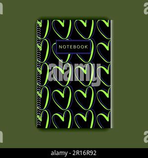 heart notebook cover design notebook diario cover design con heart on cover minimalista spirale per notebook cover Foto Stock