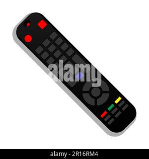 Pannello di controllo del televisore. Controllo remoto di dispositivi elettronici. Semplice vettore bianco nero isolato su sfondo bianco in stile piatto Illustrazione Vettoriale